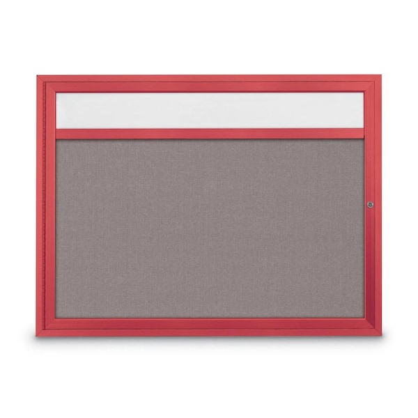 Slim Enclosed Corkboard, 30"x36", Satin Alum Frame/Cloud